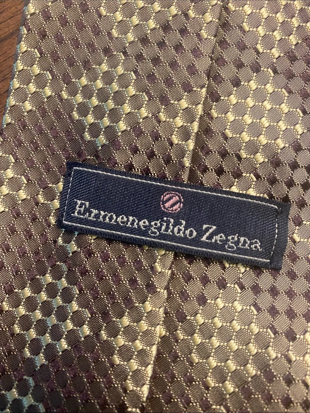 Ermenegildo Zegna Brown and Gold Geometric Silk Tie